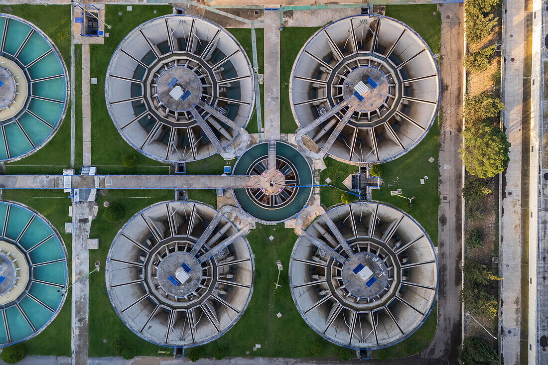 Aerial view of Casablanca water treatment plant in Zaragoza, Spain