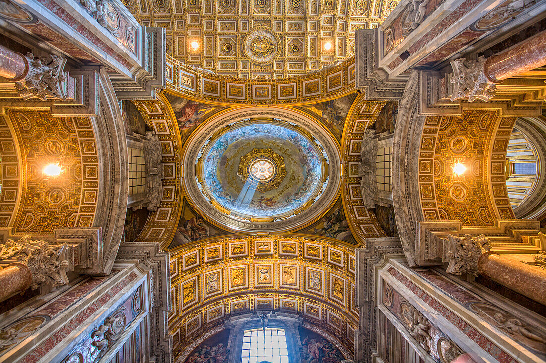 Rome, Italy, July 22 2017, Admire the stunning ceiling artwork and architecture of the Chapel of Saint Sebastian in the heart of Vatican City, Rome.