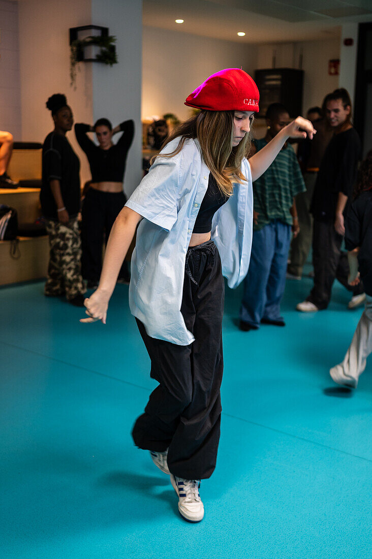 Young dancers meet and share in the context of the MAF Battle event, urban and street dance event in Zaragoza, Spain