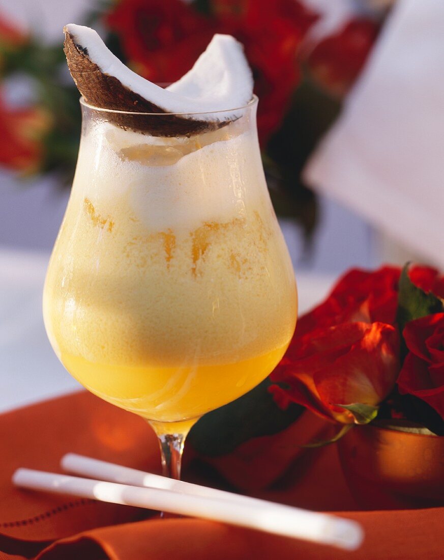 Pina Colada with a Slice of Coconut