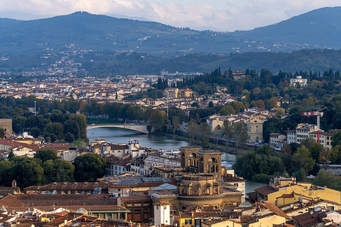 National Central Library and Arno River from the tower of the Palazzo Vecchio, Florence, Italy.