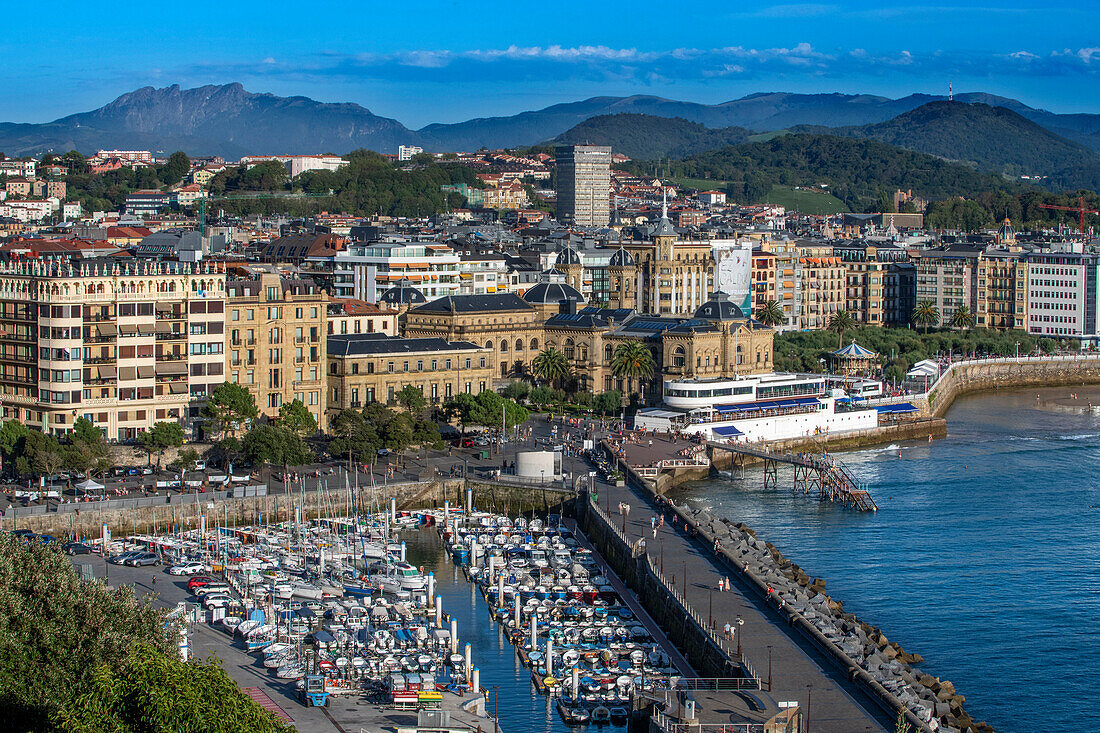 Landscape San Sebastian City from Urgull mount, San Sebastian, Gipuzkoa, Donosti San Sebastian city, north of Spain, Euskadi, Euskaerria, Spain.