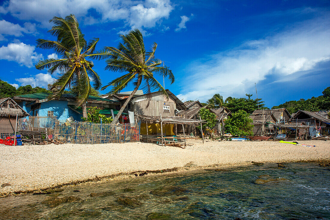 The seafront at Apo Island, beach and protected landscape and seascape Dauin, Negros Oriental, Philippines.