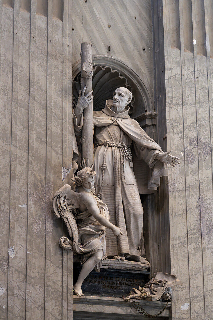 Statue of Saint Peter of Alcantara by Francesco Vergara y Bartual in St. Peter's Basilica, Vatican City, Rome, Italy.