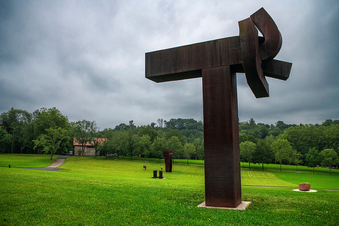 The Chillida-Leku Museum, sculptures in gardens and forests of the Basque sculptor Eduardo Chillida, Hernani, Guipuzcoa, Basque Country, Spain.