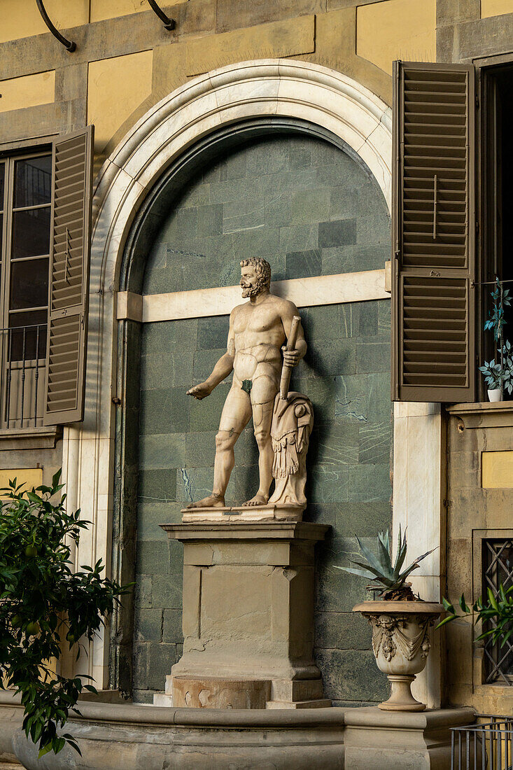 A male statue in the gardens of the Palazzo Medici Riccardi. Florence, Italy.