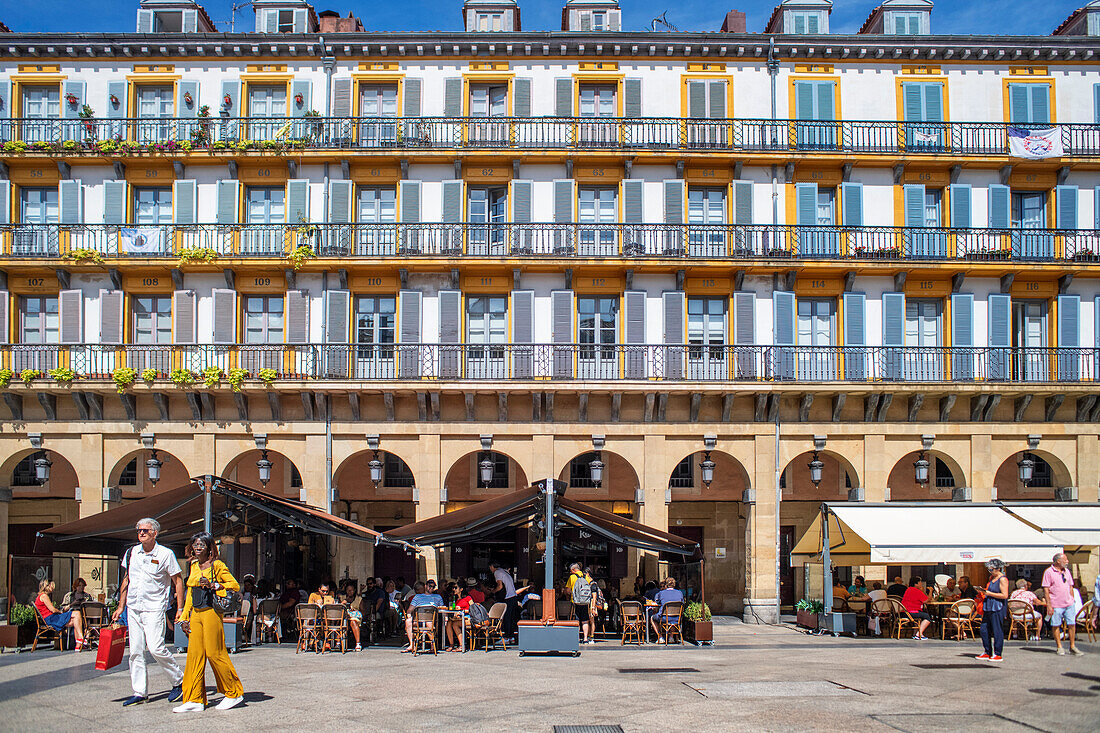 Plaza de la Constitución Constitution Square in San Sebastian or Donostia in Donosti San Sebastian city, north of Spain, Euskadi, Euskaerria, Spain.