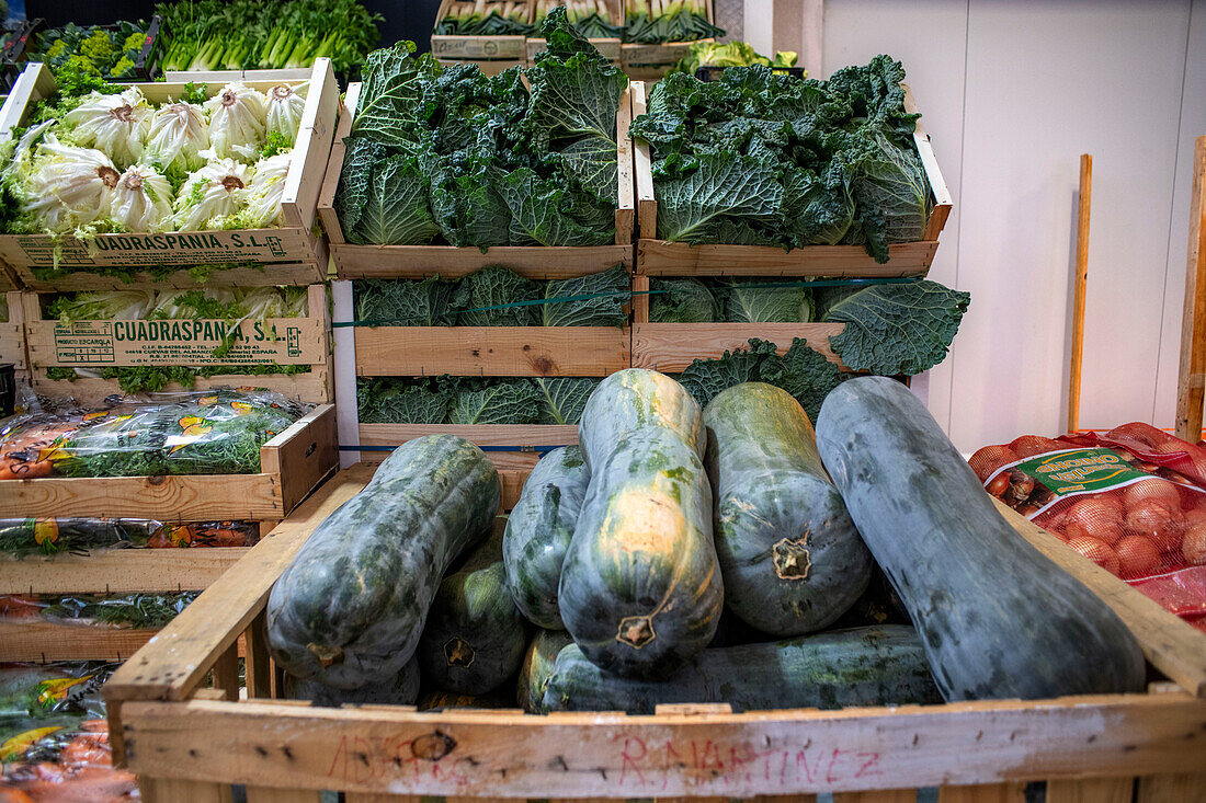 Catalonian local farmers wholesale sale section in Mercabarna Fruit and Vegetable section, in Mercabarna. Barcelona´s Central Markets. Barcelona. Spain