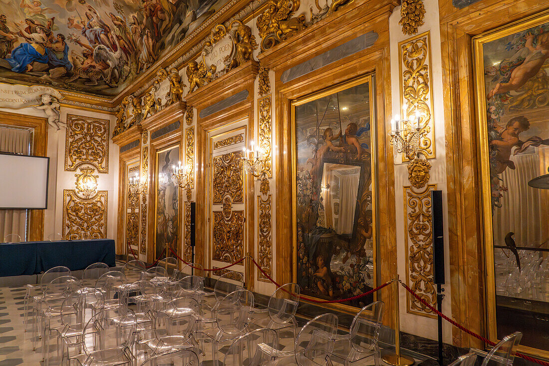 Baroque decoration of the Mirror Gallery in the Palazzo Medici Riccardi, Florence, Italy.