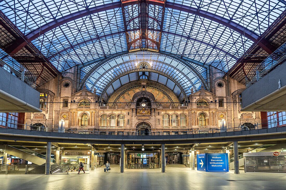 Inside Central train station in Antwerp Belgium