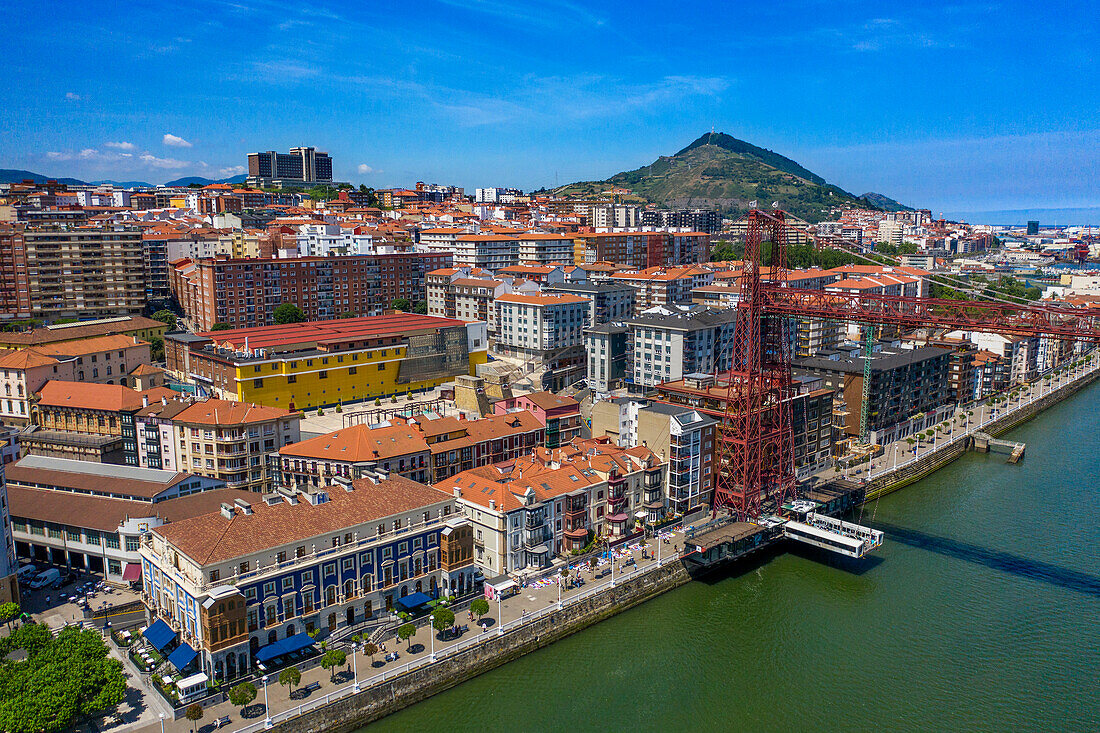 Panoramic aerial view of Portugalete town, Bilbao province, Basque Country, Euskadi, Spain.