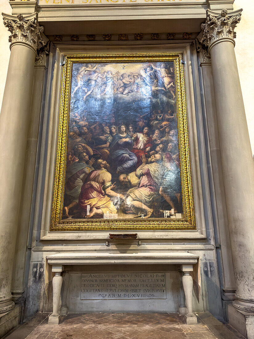 Renaissance painting in the Basilica of Santa Croce, Florence, Italy.