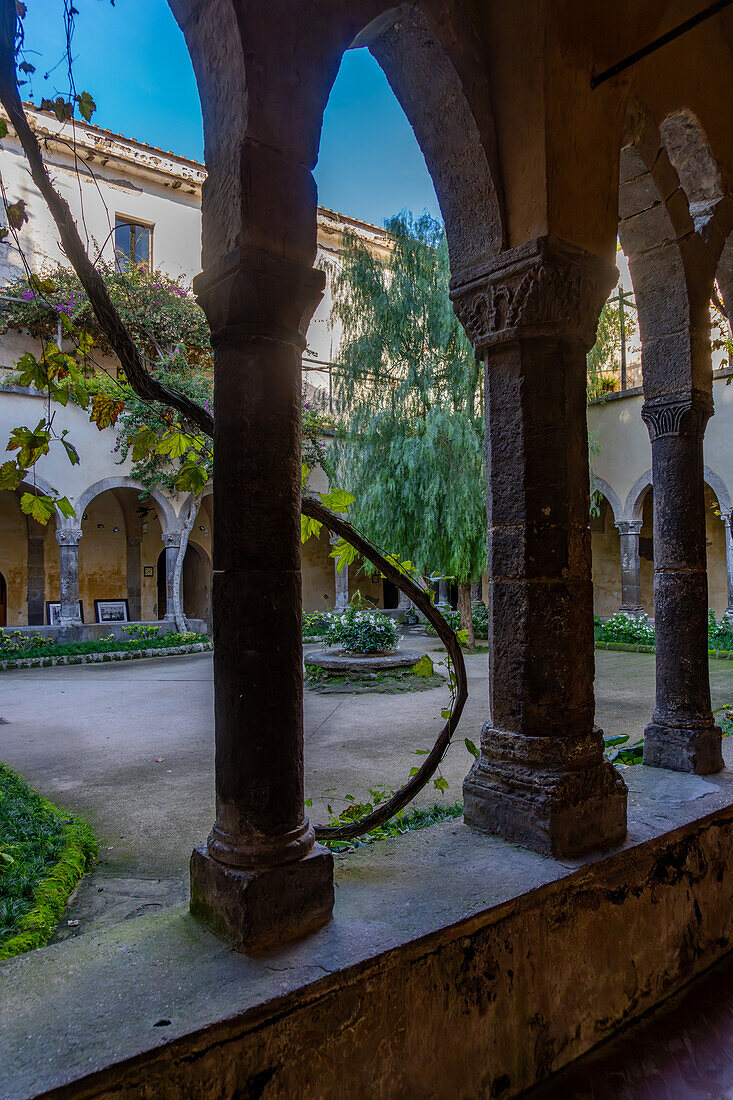 The 14th Century Cloisters of San Francesco in the historic center of Sorrento, Italy.