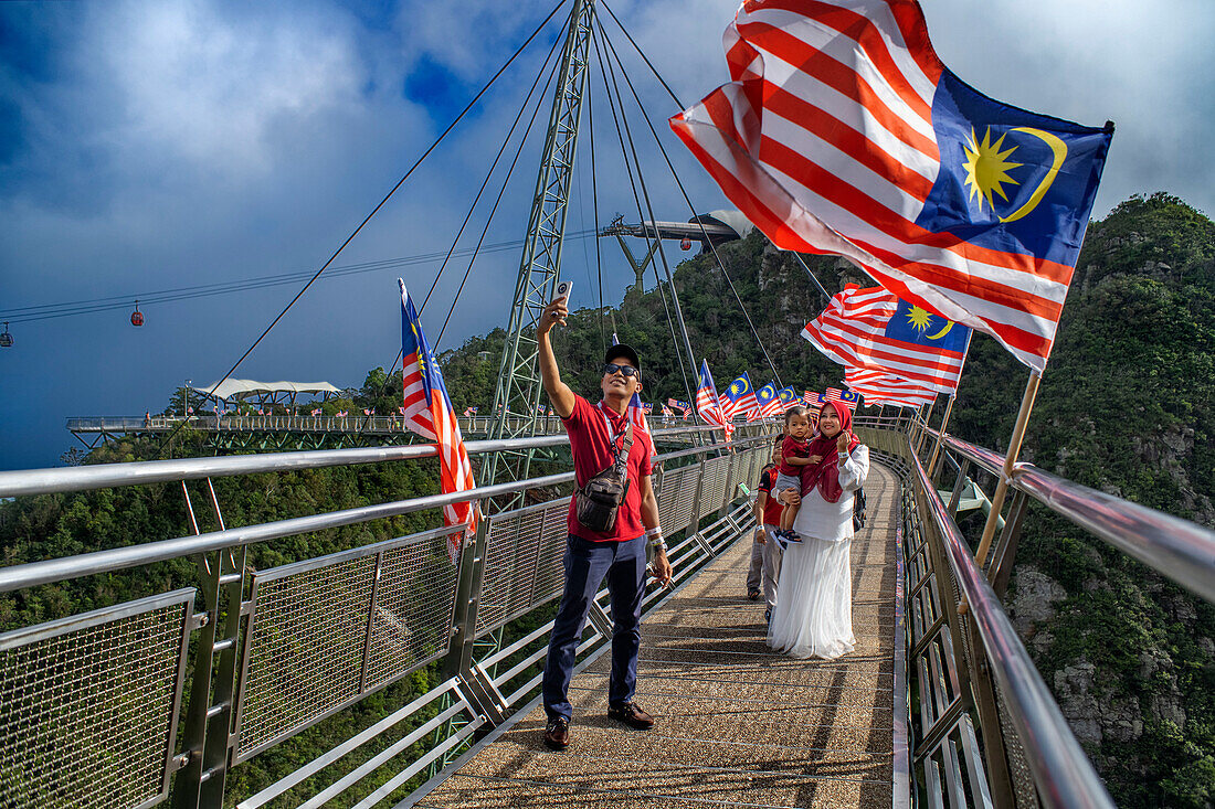 The Langkawi Sky Bridge, the longrest curved bridge, at the peak of Gunung Machinchang, Langkawi, Malaysia