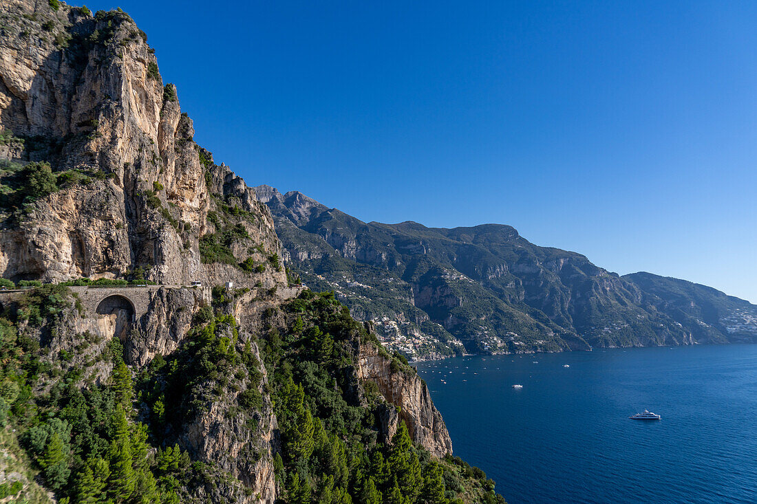 The Amalfi Coast road on the Sorrento Peninsula in italy on the Gulf of Salerno.