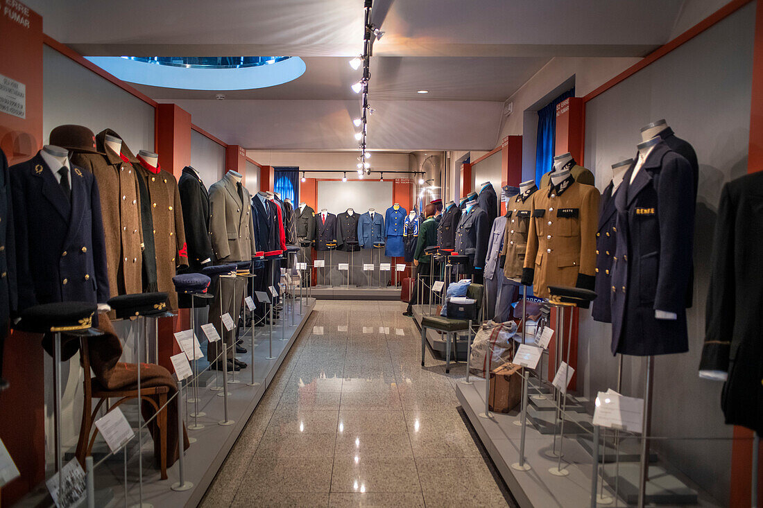 Uniforms train workers, The Basque Railway Museum, located in the garages and workshops of the former Urola railway in Azpeitia, Gipuzkoa, Euskadi, Basque country, Spain.