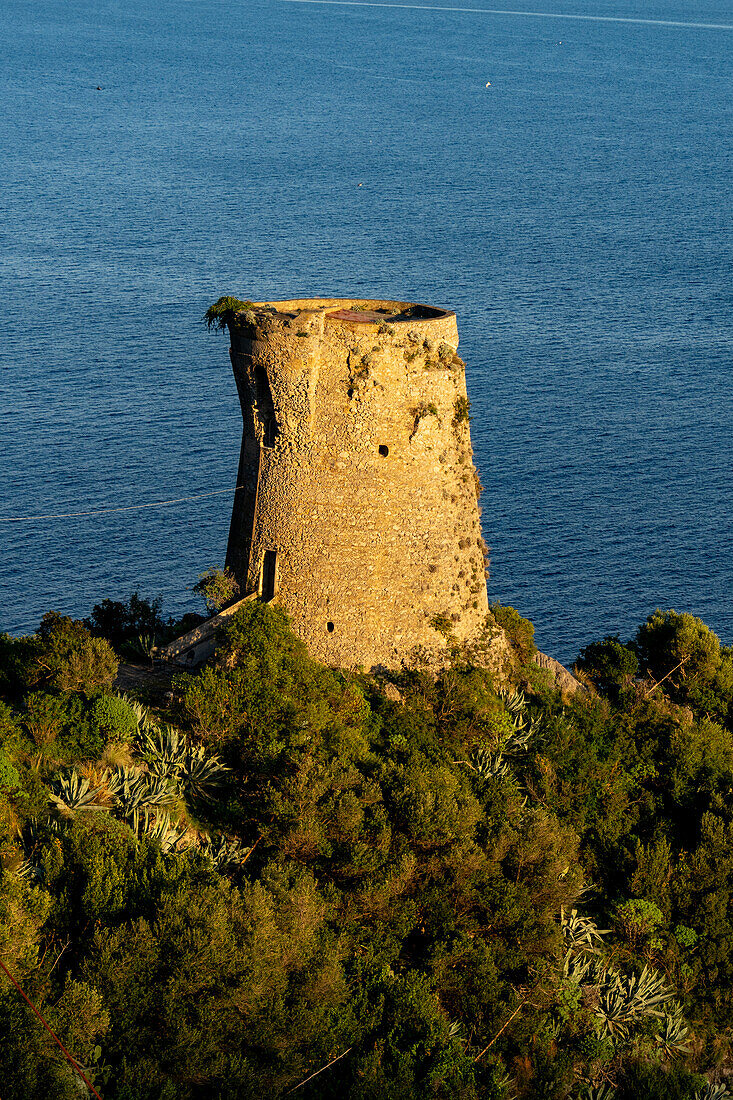 The Asciola tower or Torre a Mare, a medieval Saracen watch tower on the Amalfi Coast at Praiano, Italy.