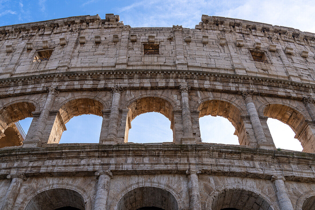 The ancient Roman Colosseum or Flavian Amphitheater in Rome, Italy.