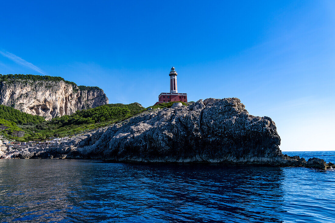 The Punta Carena lighthouse on the southwest tip of the island of Capri, Italy.