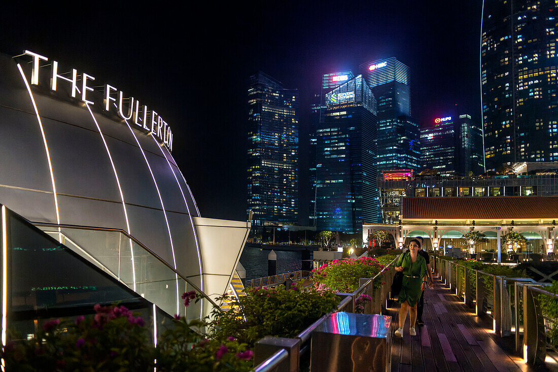 Das Fullerton Hotel in CBD-Gebäuden vom Clifford Square, Marina Bay, Central Business District CBD-Gebäude auf der Insel Singapur (Pulau Ujong), Singapur.