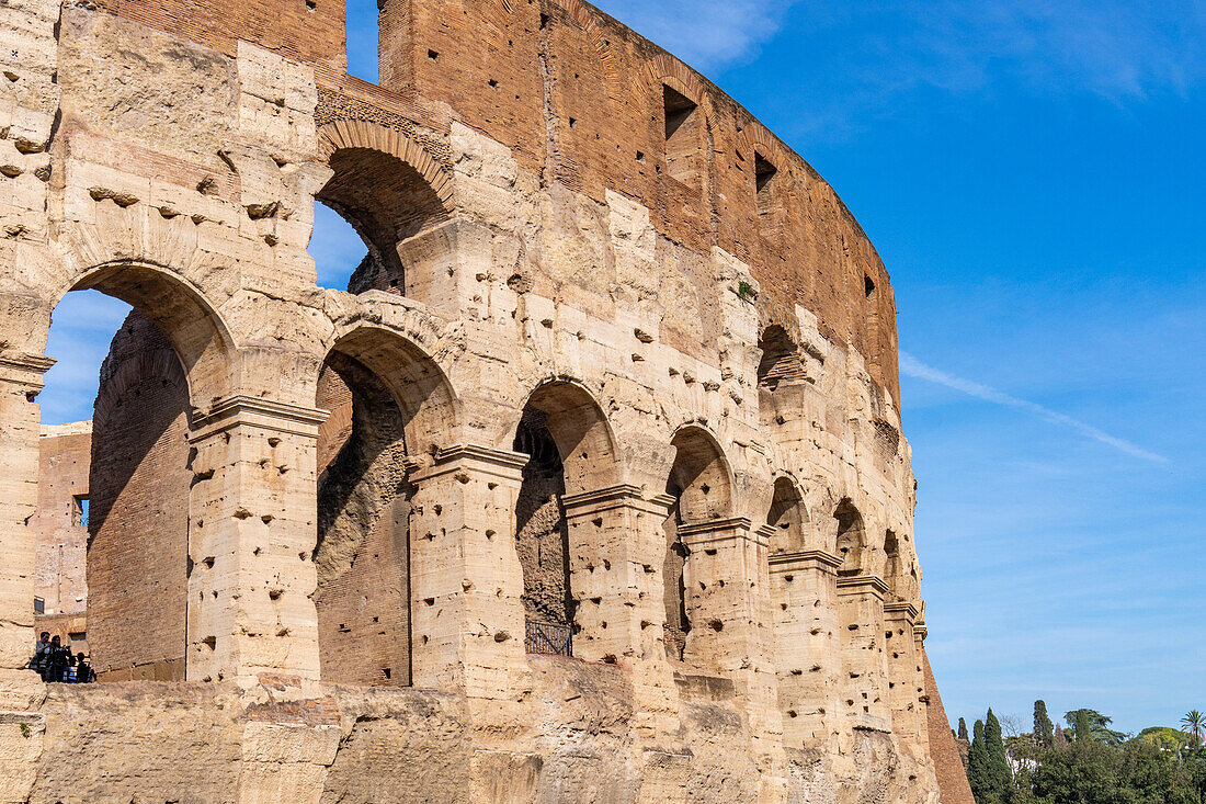 The ancient Roman Colosseum or Flavian Amphitheater in Rome, Italy.