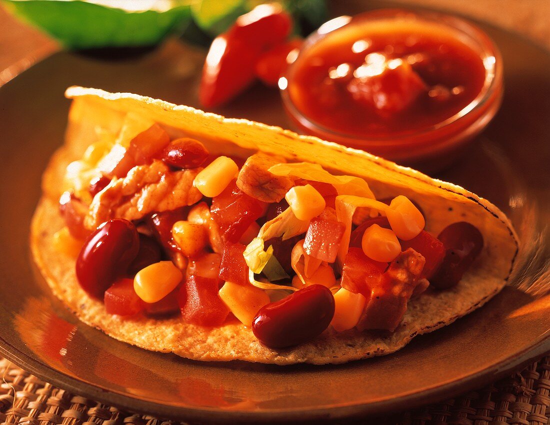 A Taco with Beans and Vegetables