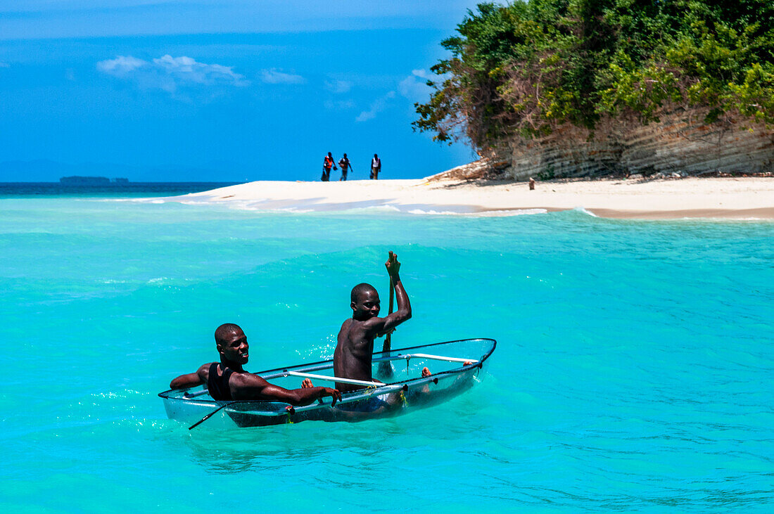 Fishermen in the waterfront beach in Île-à-Vache, Sud Province, Haiti