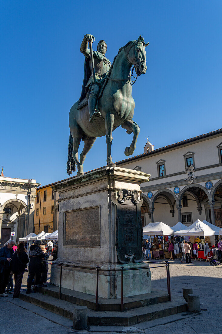 Equestrian statue of Grand Duke Ferdinando I de' Medici. Piazza Santissima Annunciata, Florence, Italy.