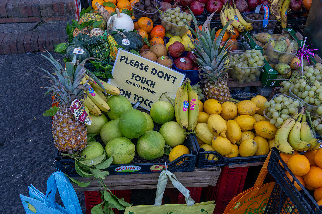 Fresh fruit for sale on the street in Marina Grande on the island of Capri, Italy.