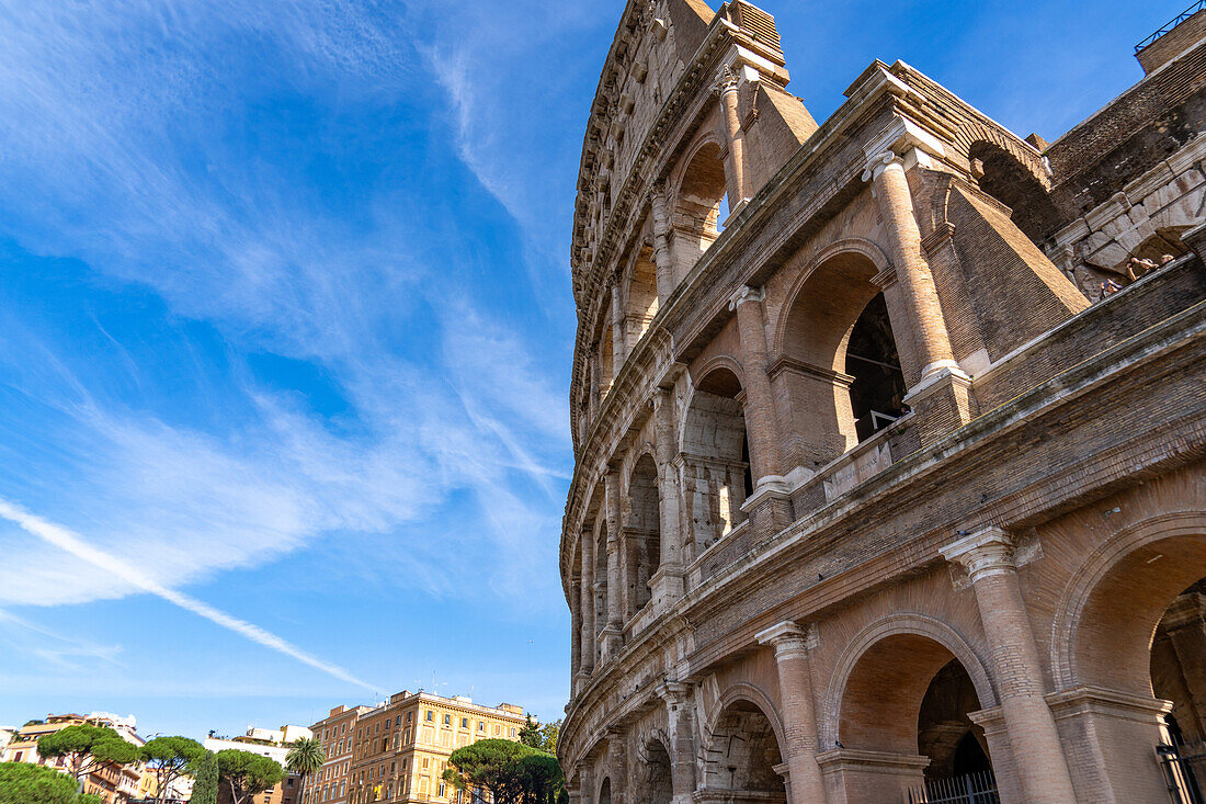 The ancient Roman Colosseum or Flavian Amphitheater in Rome, Italy.