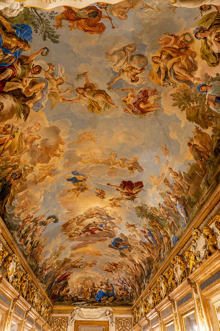 Baroque paintings on the ceiling of the Mirror Gallery in the Palazzo Medici Riccardi, Florence, Italy. Painted in the 1680s by Luca Giordano.