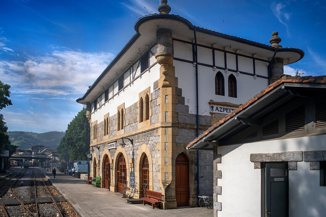 Azpeitia old steam train car in the Basque Railway Museum one of the most important of its kind in Europe. Railway history of Euskadi in Azpeitia, Gipuzkoa, Euskadi, Basque country, Spain.