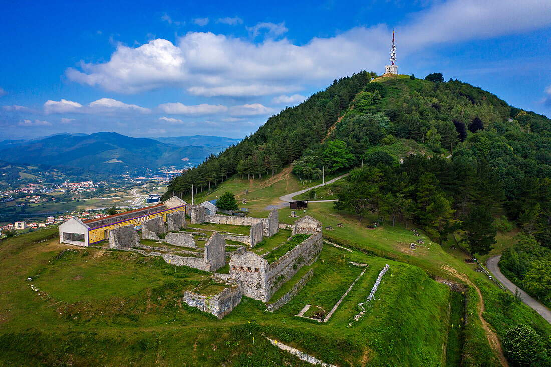 Aerial view of Serantes fortress in the Mount Serantes in Santurce, Bilbao, Vizcaya Bay, Euskadi, Spain