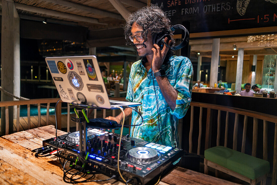 Music dj of the Six Senses Laamu maldives luxury resort villas, Laamu Atoll region Maldives