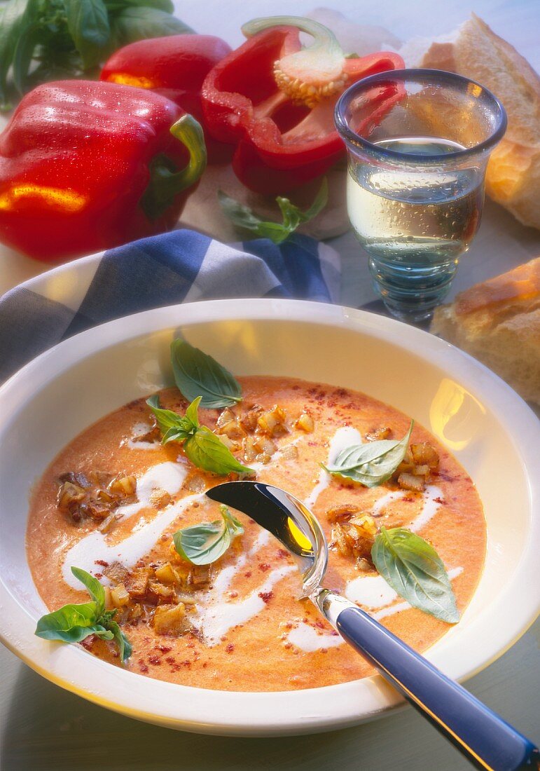 Red Bell Pepper Soup with Basil