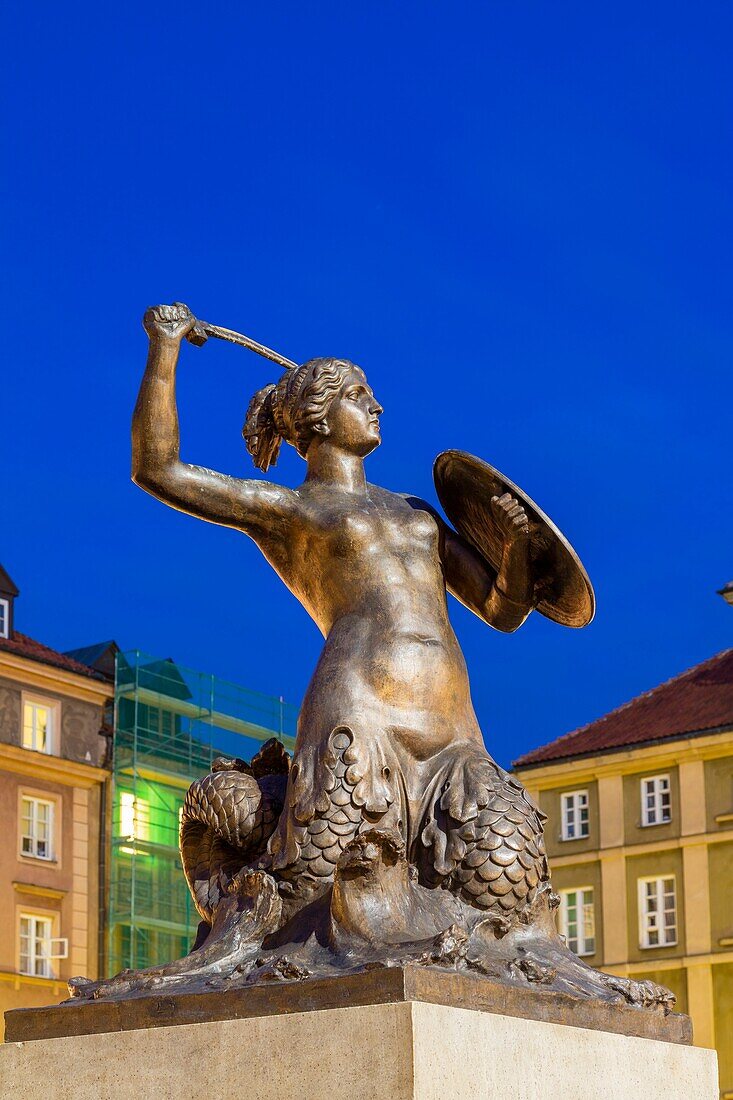 Die Statue der Meerjungfrau, Rynek (Alter Markt), UNESCO-Welterbestätte, Warschau, Polen, Europa