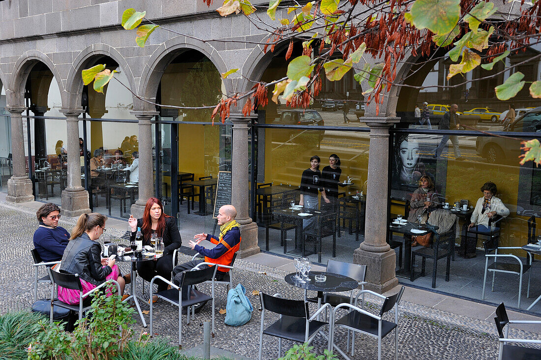 Museum Cafe on the City Hall square, Funchal, Madeira island, Atlantic Ocean, Portugal