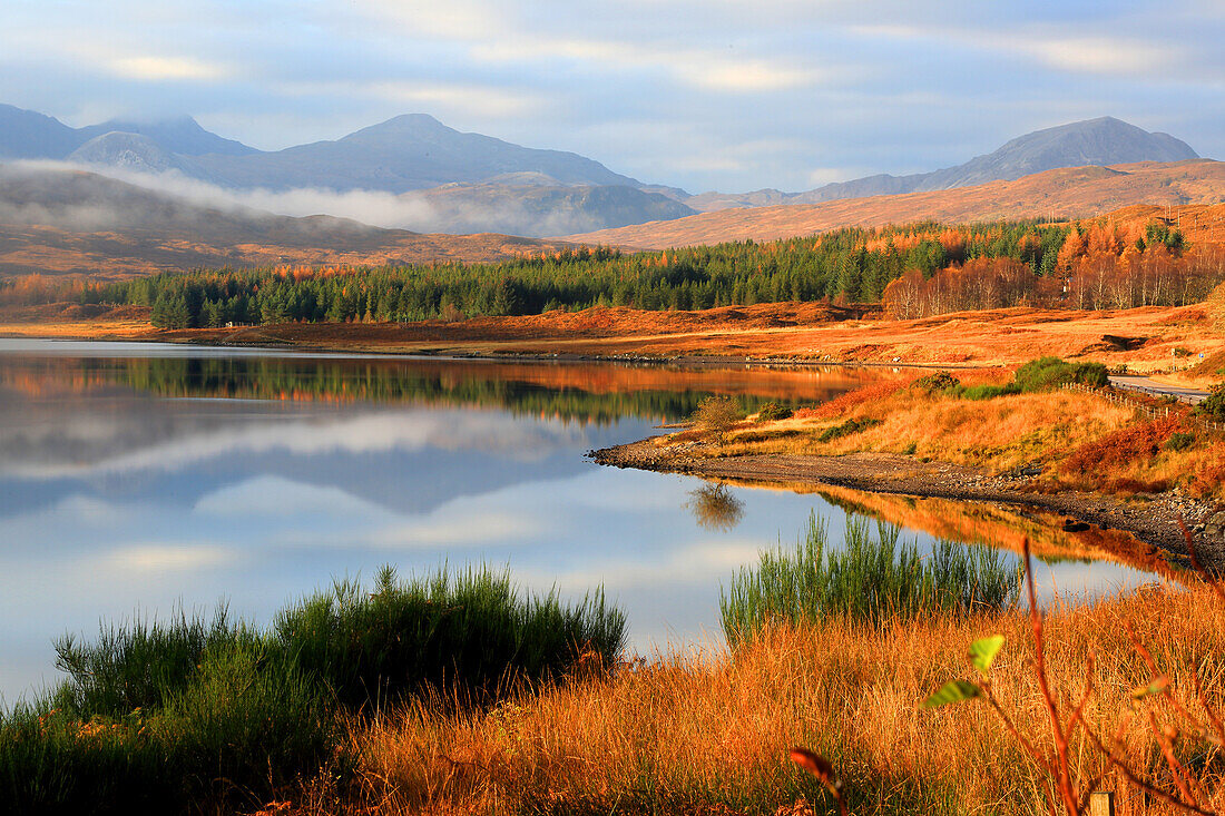 Loch Chroisg and mountains, Wester Ross, Highlands, Scotland, United Kingdom