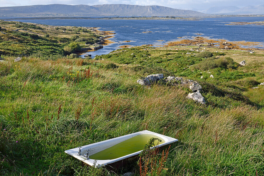 Landscape at the north of Lettermore island, Connemara, County Galway, Connacht, Republic of Ireland