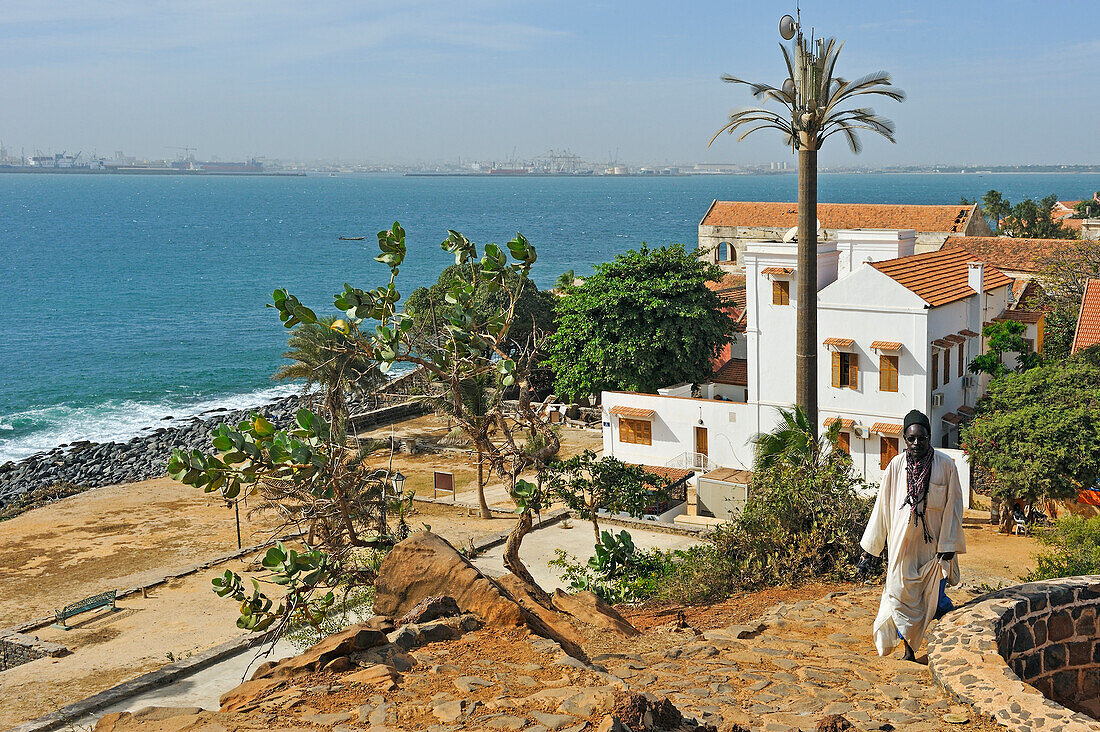 View of the village from the Castel, Ile de Goree (Goree Island), UNESCO, Dakar, Senegal, West Africa