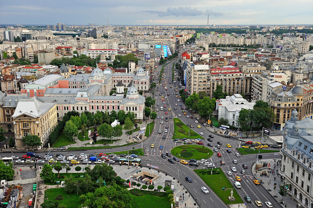 University Square viewed from the Intercontinental Hotel, Bucharest, Romania