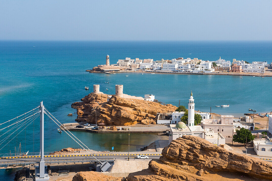 Bridge connecting Sur Township to Al Ayjah village, port-city, capital of Ash Sharqiyah Region, Sultanate of Oman, Arabian Peninsula