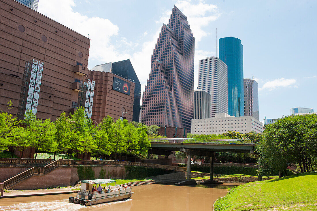 Buffalo Bayou River, Innenstadt von Houston, Texas, Vereinigte Staaten von Amerika