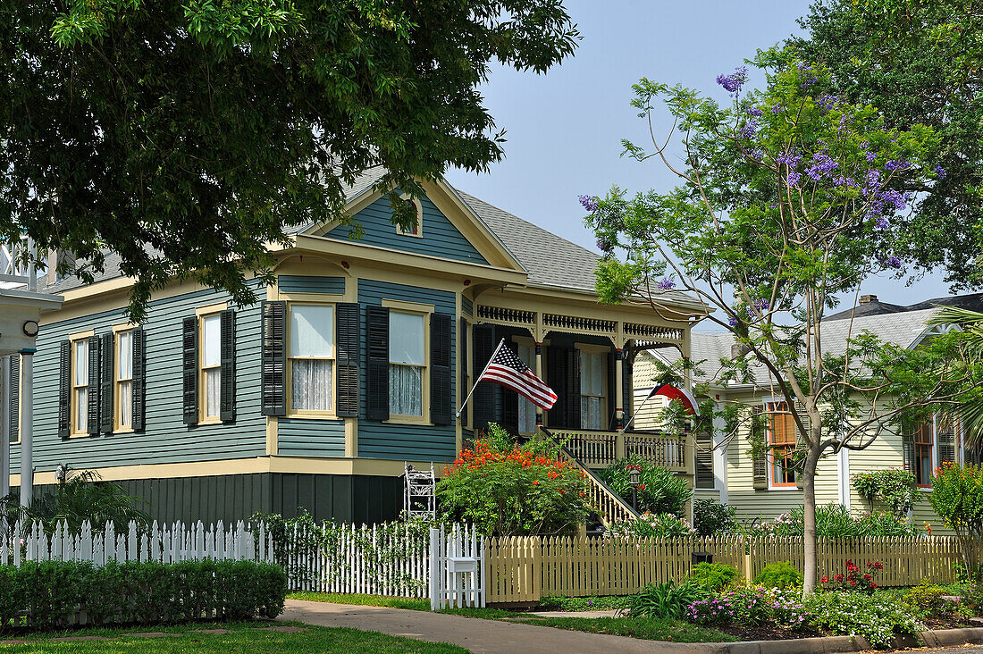 Häuser an der Avenue M Rear, Wohngebiet, Stadt Galveston, Galveston island, Golf von Mexiko, Texas, Vereinigte Staaten von Amerika