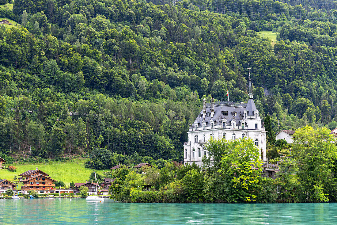 Seeburg Castle on Lake Brienz, Bernese Oberland, Iseltwald, Switzerland