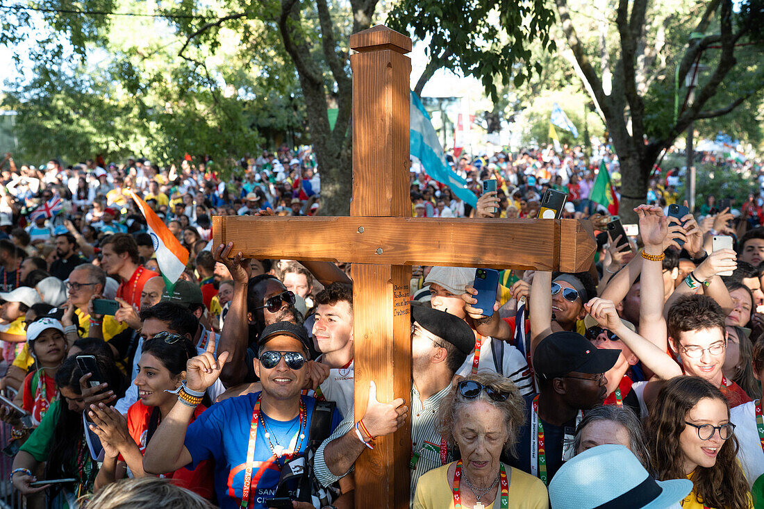 World Youth Day 2023, Pope Francis welcoming Mass at Tagus Park, Lisbon, Portugal