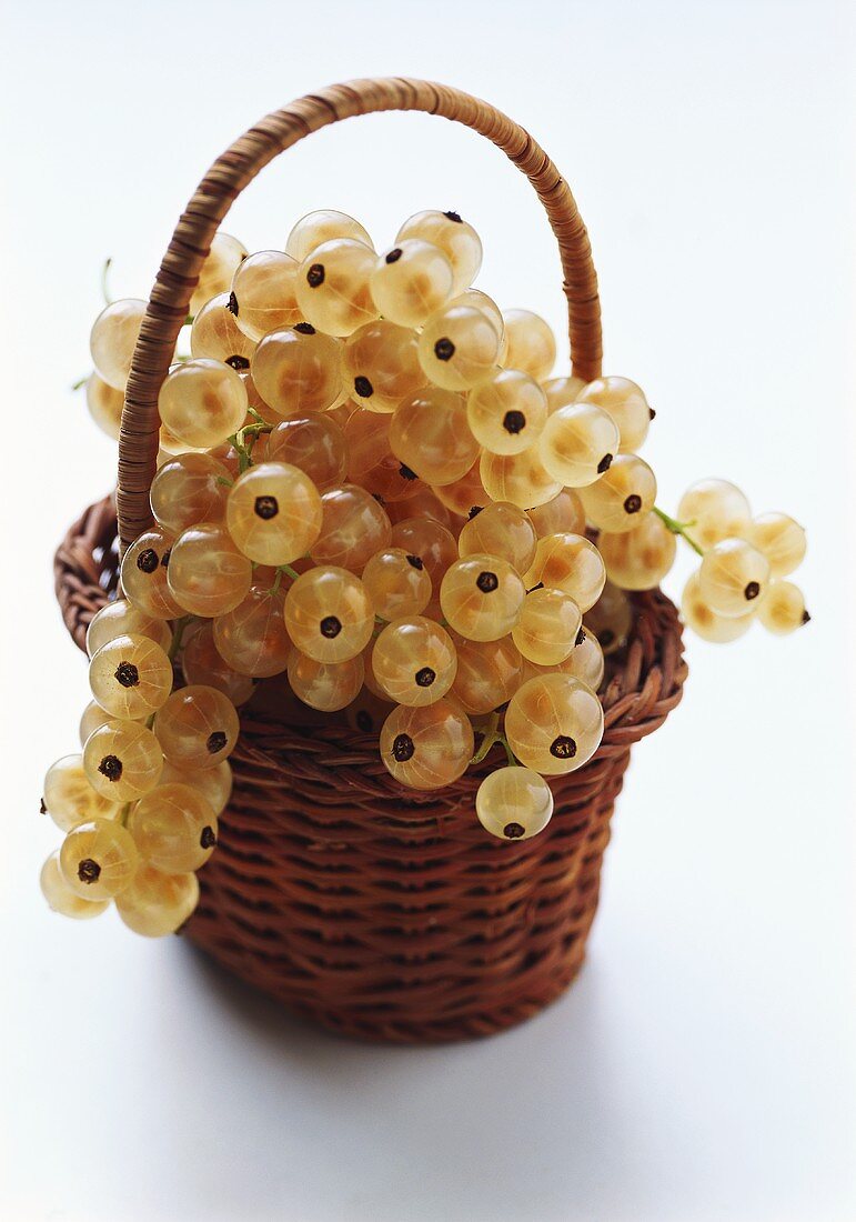 A Wicker Basket Full of White Currants