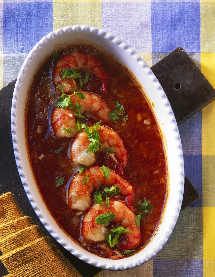 King prawns in barbecue sauce
