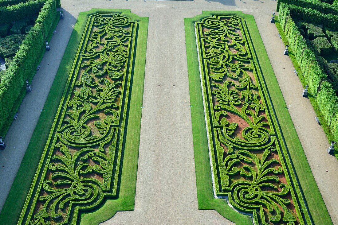 France, Eure, Le Neubourg, Chateau du Champ de Bataille, 17th century castle renovated by its owner, the interior designer Jacques Garcia, Mughal pavilion (aerial view)