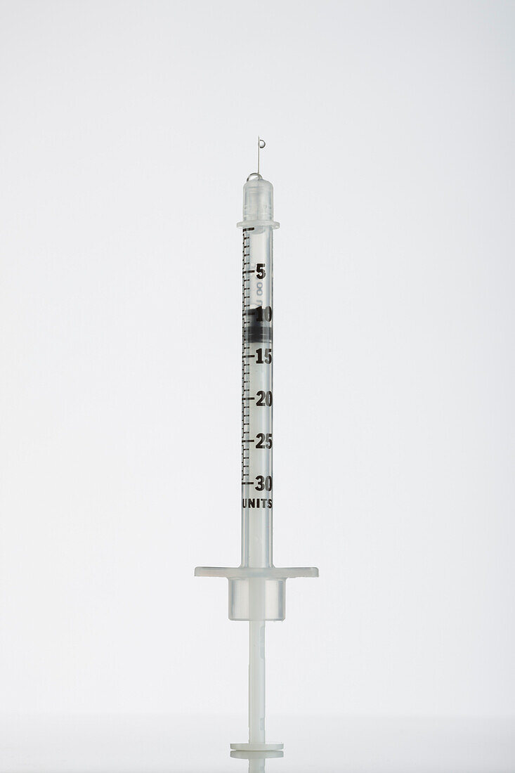 Botox syringe on white background